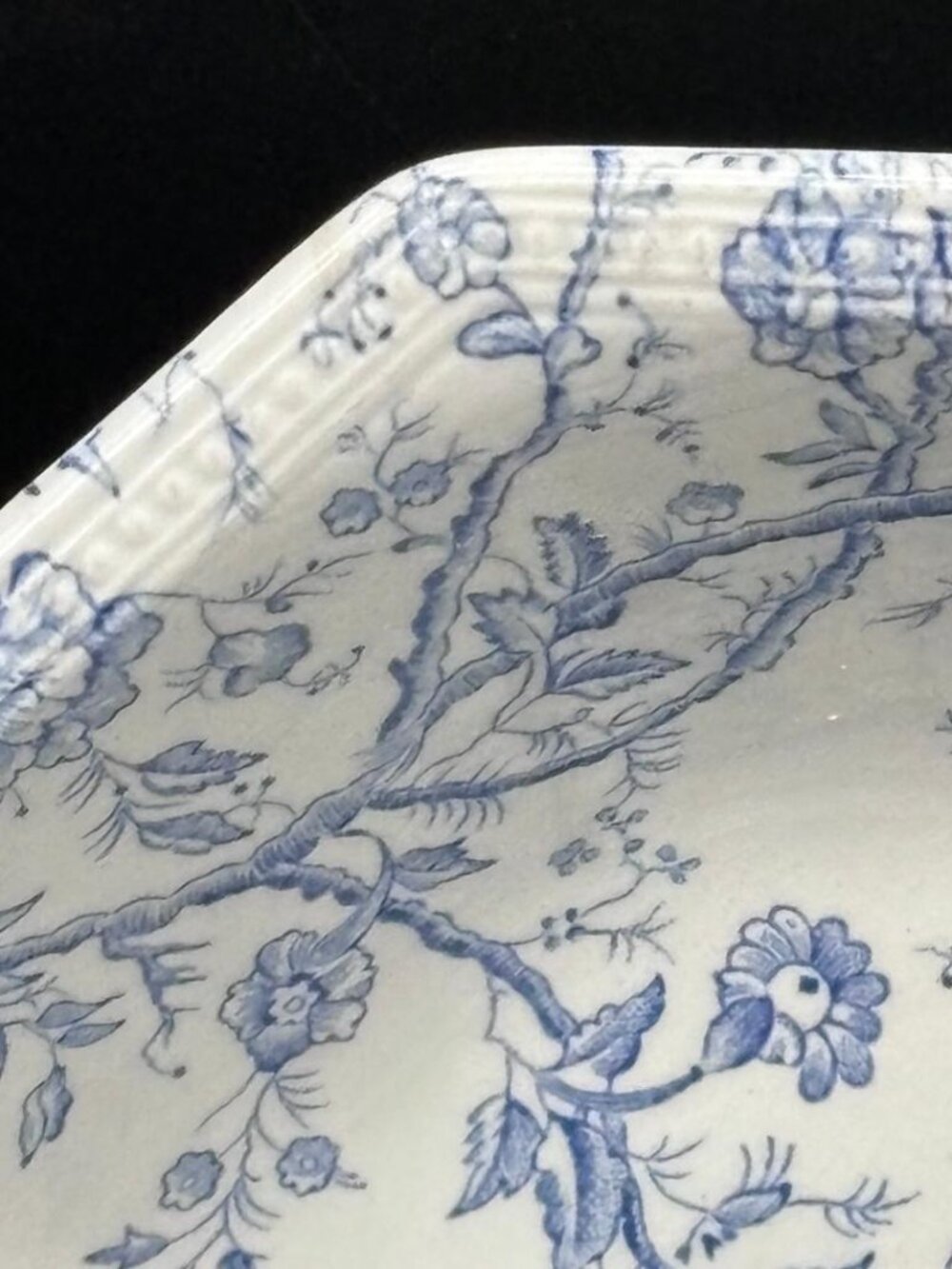 Vintage Johnson Brothers Hyde Park Octagonal Bowl Blue White English Chintz - Picture 2 of 7